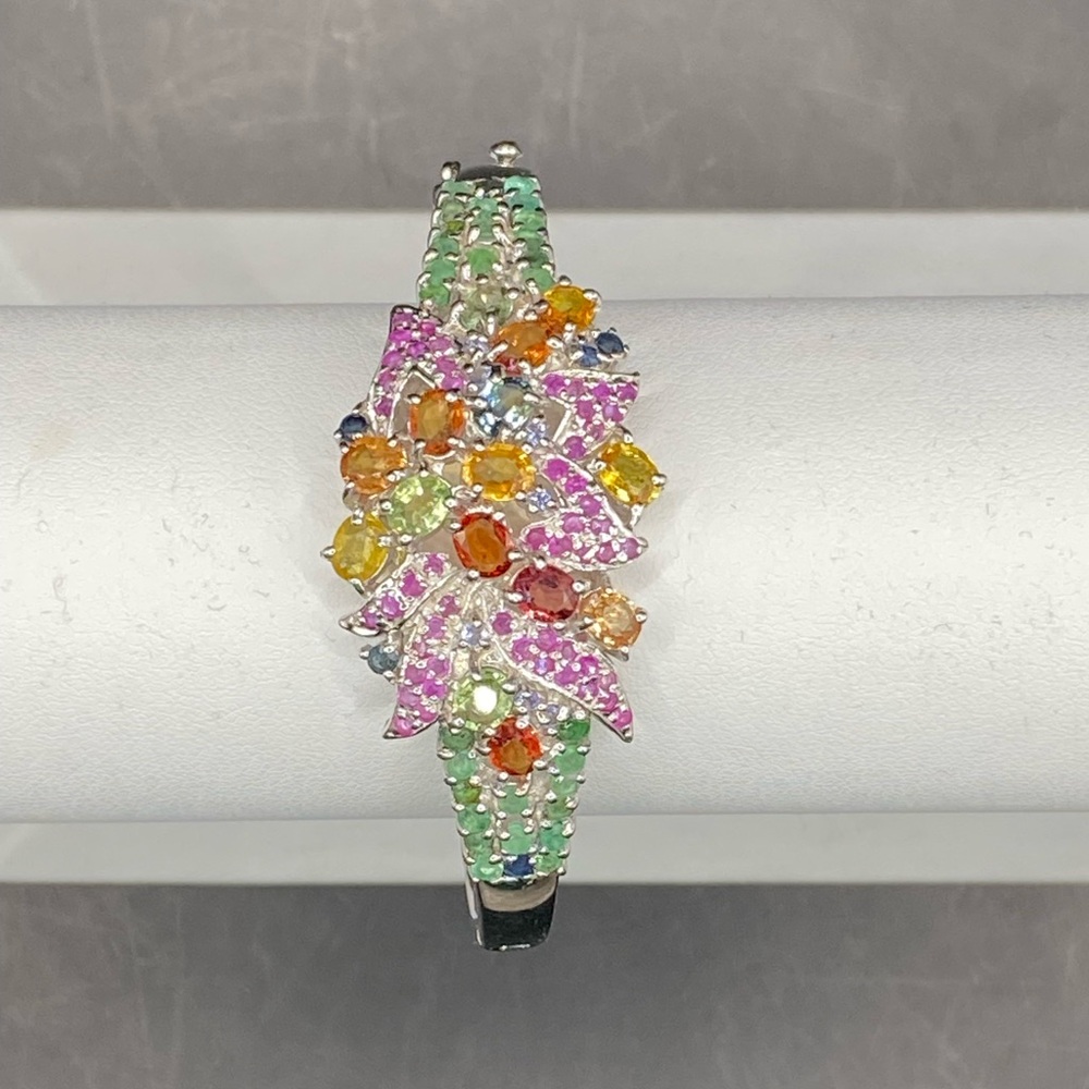 Genuine Multi-Gemstone Bangle Bracelet - image 2